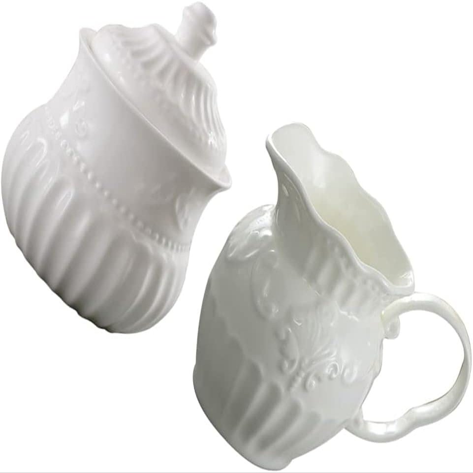 2pcs Milk Frothing Pitcher and Coffee Sugar Containers Sauce Jug Ceramic Coffee Milk Creamer Gravy Sauce Boat for Parties
