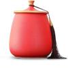ceramic storage jar Airtight Lid Ceramic Tea Containers Tea Canister, Household Tassel Tea Jar Sealed Jar Storage Jar for Serving Ground Coffee, Tea, Herbs, Grains, Sugar - Home Decor Storage Jars (C view 1