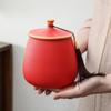 ceramic storage jar Airtight Lid Ceramic Tea Containers Tea Canister, Household Tassel Tea Jar Sealed Jar Storage Jar for Serving Ground Coffee, Tea, Herbs, Grains, Sugar - Home Decor Storage Jars (C view 4
