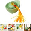 Ceramic Tea Jar with Lid: Mini Ingot Shape Tea Canister Small Kitchen Food Container for Loose Tea Coffee Bean Sugar Spice Nut Herb Cereal Green view 3