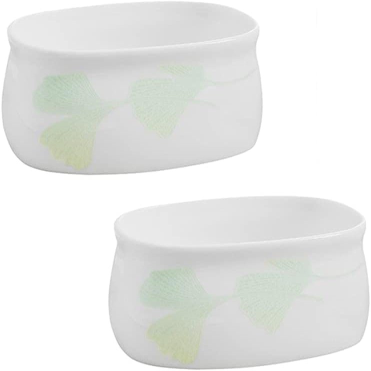 GImLY Ceramic Sugar Packet Holder Leaf Print Tea Bag Bowl, Set of 2