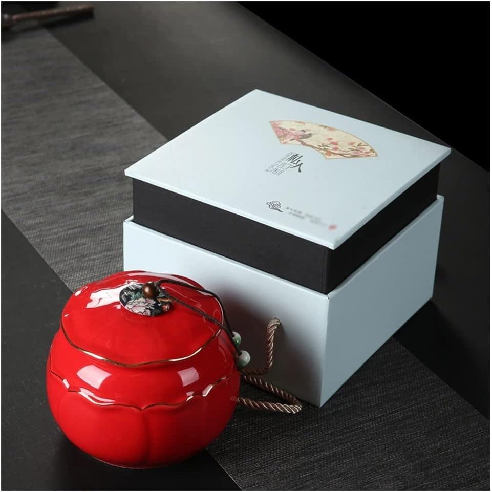 ceramic storage jar Ceramic Food Storage Jar with Airtight Lid, Tassel Style Home Airtight Jar Gift Box Packaging for Coffee, Tea, Condiments, Cereals, Sugar - Kitchen Dining Room Decoration Storage J