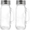 2Pcs Salt and Pepper Shakers Set Clear Glass Jars with Handle BBQ Seasoning Containers Condiment Bottle Toothpick Dispenser for Home Restaurants view 1