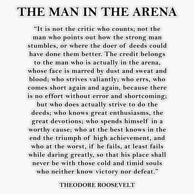 Magnet The Man in The Arena by Theodore Roosevelt Magnet Reusable Sticker 5"