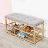 Modern Entryway Bench Shoe Bench,Upholstered Shoe Rack Bench Shoe Storage Bench Seat,Entry Furniture Shoe Organizer,Linen,120X35X45Cm view 1