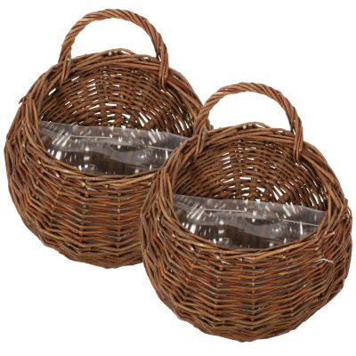Zerodeko Rattan Wall Hanging Basket Indoor Plant Shelf Woven Decorative Pot Flower Holder Kitchen Storage Home Use