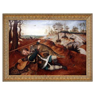 Lasite Canvas Wall Art Pieter Brueghel the Younger Painting Picture Reproduction Room Decor Famous Art Prints Modern Artwork Framed Poster (The good shepherd,20x28cm 8x11inch-Gold)