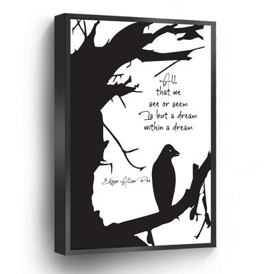 All That We See Or Seem Is But A Dream Within A Dream Canvas Print Edgar Allan Poe Quote Wall Art Poster Literature Poetry Gifts For Home Office School Wall Decor Framed Artwork(Metal Framed 8" X 12")