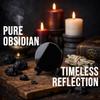 CRYSTALSTILE Black Obsidian Scrying Mirror with Wooden Stand, 4.73 in, Witchcraft Divination & Meditation, Healing Crystal Mirror for Spiritual Decor, Black Obsidian Mirror for Wicca & Rituals -120 mm view 2