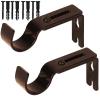 Curtain Rod Brackets for Adjustable, 2 Pack Premium Rod Bracket for Walls, Curtain Rod Holder, Drapery Rod Holders Hardware Window Curtain Rod Support Hanger for 1 Inch Rod (Brown) view 1