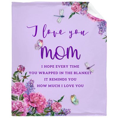 Gift for Mom I Love You Mom Flannel Throw Blankets Mom Gift Throw Blanket for Living Room Sofa 90"x120"for Whole Family