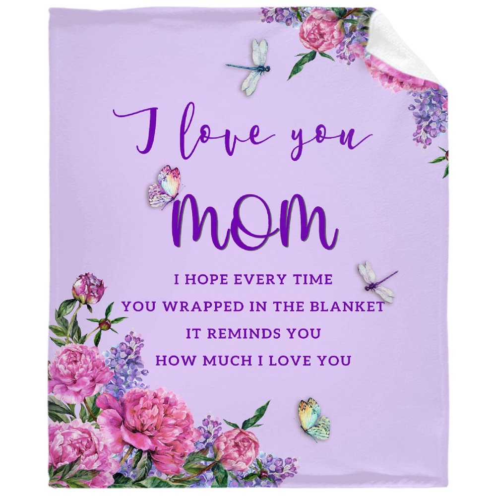 Gift for Mom I Love You Mom Flannel Throw Blankets Mom Gift Throw Blanket for Living Room Sofa 90"x120"for Whole Family