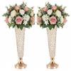 Gold Crystal Trumpet Floral Vase Table Centerpieces for Wedding, 20" Metal Crystal Vases, Flower Vases for Party Dinner Event Anniversary Ceremony Birthday Wedding Home Decoration view 1