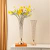 Gold Crystal Trumpet Floral Vase Table Centerpieces for Wedding, 20" Metal Crystal Vases, Flower Vases for Party Dinner Event Anniversary Ceremony Birthday Wedding Home Decoration view 4