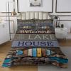 3 Piece Lake Theme Quilt Bedding Set Women Aldult Lightweight Bedding Rustic Wooden Barn Bedspread Set Plank Wall Bedspread Coverlet Soft Microfiber Home Quilt Set for King Bed All Season view 2