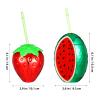 Alipis Fruit Shaped Cups Set with Lids and Straws Plastic Strawberry and Watermelon Drink Containers for Summer Parties and Outdoor Events 4.23X4.88 Inch view 3