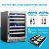 WINEBOSS 24 Inch Wine Cooler Refrigerator, 46 Bottle Dual Zone Wine Fridge Cooler Under Counter with Upgrade Compressor Tempered Glass Door, 40-65F, Built-in/Freestanding for Kitchen Bar Office view 2