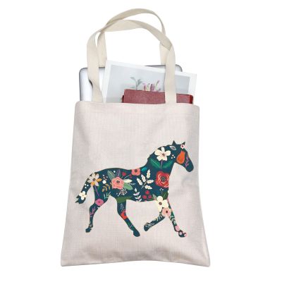 TOBGBE Horse Lover Tote Bag - Inspirational Floral Horse Bag for Women - Equestrian Gift