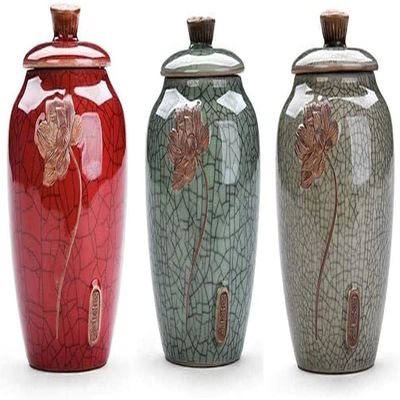 GImLY 3 Pack Ceramic Tea and Coffee Sugar Jar Set, Tea and Coffee Sugar Jar Set, Chinese Style Tea and Coffee Sugar Jars for Coffee, Herbs, Spices-A