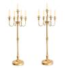 Gold Candelabra for Wedding Event Decor, 50'' Tall Floor Candle Holders, 2 Pcs Metal 5 Arm Centerpiece Decorations for 5 Candlesticks Party Wedding Aisle Home Decor view 1