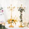 Gold Candelabra for Wedding Event Decor, 50'' Tall Floor Candle Holders, 2 Pcs Metal 5 Arm Centerpiece Decorations for 5 Candlesticks Party Wedding Aisle Home Decor view 3