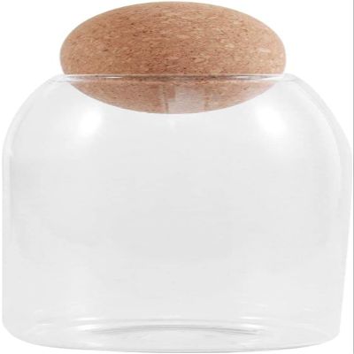 1Pc Glass Storage Jar with Round Ball Lid Heat-resisting Food Container Small Glass Canning Kitchen Sealed Jar for Spices Sugar Salt Tea (800ml, Transparent)