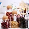 1Pc Glass Storage Jar with Round Ball Lid Heat-resisting Food Container Small Glass Canning Kitchen Sealed Jar for Spices Sugar Salt Tea (800ml, Transparent) view 2