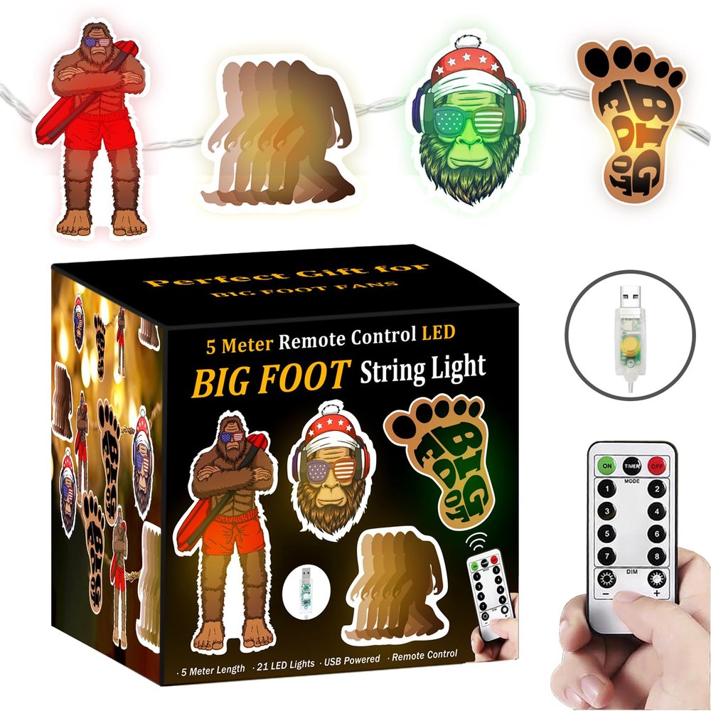 Haigoo Sasquatch String Lights,Sasquatch Gifts for Men Women,16.5ft USB Operated Lights with Remote&Timer,Travel Trailer Party Lights for RV Awnings,Campsite Dcor,Camping,Bedroom,Birthday Party