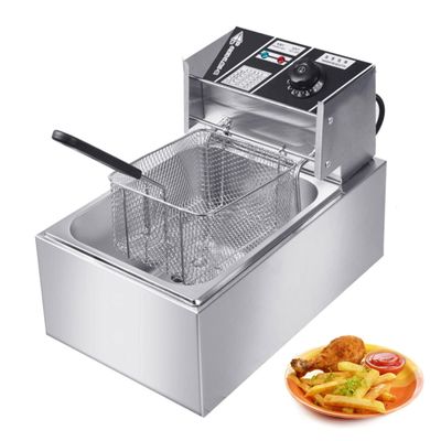 YIEOTM Commercial Electric Deep Fryer, Stainless Steel Detachable Tank, Temperature Control Range 60C-200C for French Fries, Onion Rings, Fried Chicken