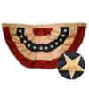 Morigins 2x4 FT Tea Stained Antique US American Flag Bunting Half Fan Fully Pleated Embroidered Stars 48x25 Inch view 1