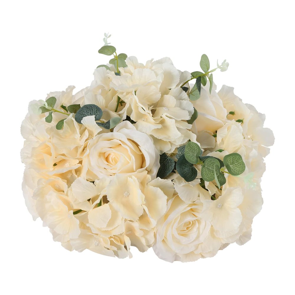 DYNAMI 10 Pcs Artificial Flower Balls,Artificial Flower Bouquet Plastic Flower Arrangements for Wedding Table Centerpieces Decoration (30 * 30cm,Champagne)