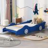 CITYLIGHT Twin Size Car Beds for Boys Race Car-Shaped Twin Bed Frame with Wheels Wooden Kids Car Twin Bed for Boys with Slat Support for Child's Bedroom (Twin,Blue) view 1