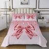Pink Bowknot Kids Bedspread Twin Size,Pink Shimmer Dreamy Bow Tie Coverlet Set,Girls Boys Adults Room Decor,Feminine Glamorous Fashion Quilted Coverlet,Romantic Chic Bedding Quilt,1 Pillowcase view 2