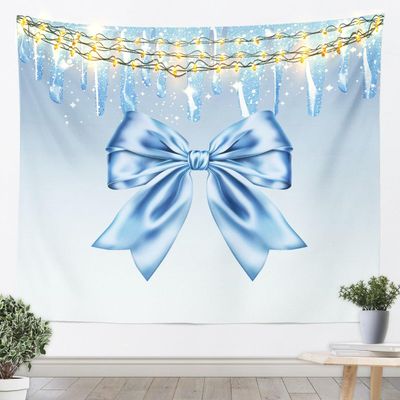 Bowknot Kids Tapestry,Glitter Starry Sky Girlish Beauty Wall Tapestries,Girls Boys Adults Room Decor,Bow Tie Romantic Fashion Wall Hanging,Blue Grey Gradient Home Wall Decor,Small 51.2 x 59.1 Inches
