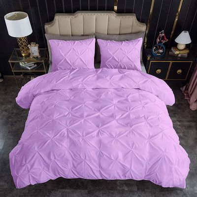 All Star Linen Eastern King Duvet Cover Sets 1Pcs Cotton Lavender Pinch Pleated Zipper Closure Duvet Cover Eastern King 116'' x 108''