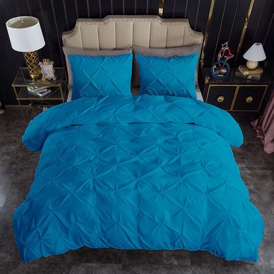 All Star Linen Twin Duvet Cover Sets 1Pcs Cotton Blue Pinch Pleated Zipper Closure Duvet Cover Twin (68 x 90)