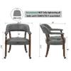 JESONVID Set of 4 Dining Chair with Casters, Accent Captains Chairs with Wheels & Arms,Wheeled Roller Wood Chairs for Kitchen & Game Poker Table,Cherry&Grey 1533GY(NO Table!) view 2