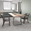 JESONVID Set of 4 Dining Chair with Casters, Accent Captains Chairs with Wheels & Arms,Wheeled Roller Wood Chairs for Kitchen & Game Poker Table,Cherry&Grey 1533GY(NO Table!) view 3