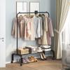OTROUWORHT Rolling Clothes Rack Metal Clothing Rack with Wheels Garment Rack with Bottom Shelf for Hanging Clothes Shirts Jeans and Coats Black view 3