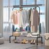 OTROUWORHT Rolling Clothes Rack Metal Clothing Rack with Wheels Garment Rack with Bottom Shelf for Hanging Clothes Shirts Jeans and Coats Black view 4