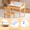 Costzon Kids Table and Chair Set, Flip Top Kids Art Craft Table w/Chair for Playroom Kindergarten, Toddler Drawing Writing Desk Set w/Paper Roll & 2 Markers, Gift for Boys Girls Ages 3+ (Natural) view 4