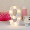 Restaurantware Illumify 7.1 x 1.2 x 8.7 Inch Light Up Number 1 Durable Marquee LED Light - Number 9 Touchproof White Plastic Party Light Keyhole Slot For Parties Weddings Or Special Events view 4