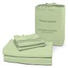 Femini Fashion 100% Organic Cotton Bed Sheets 800-Thread-Count, 24-Inch Deep-Pocket, Crisp 4-Piece Bed Sheet Set (1 Flat Sheet, 1 Fitted Sheet, 2 Pillowcases) - Twin, Sage view 1