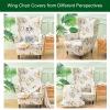 CRFATOP Printed Wingback Chair Slipcovers 2 Piece Stretch Wing Back Chair Cover Polyester Fabric Wing Armchair Covers with Elastic Bottom for Living Room Bedroom Wingback Chair,A04 view 3