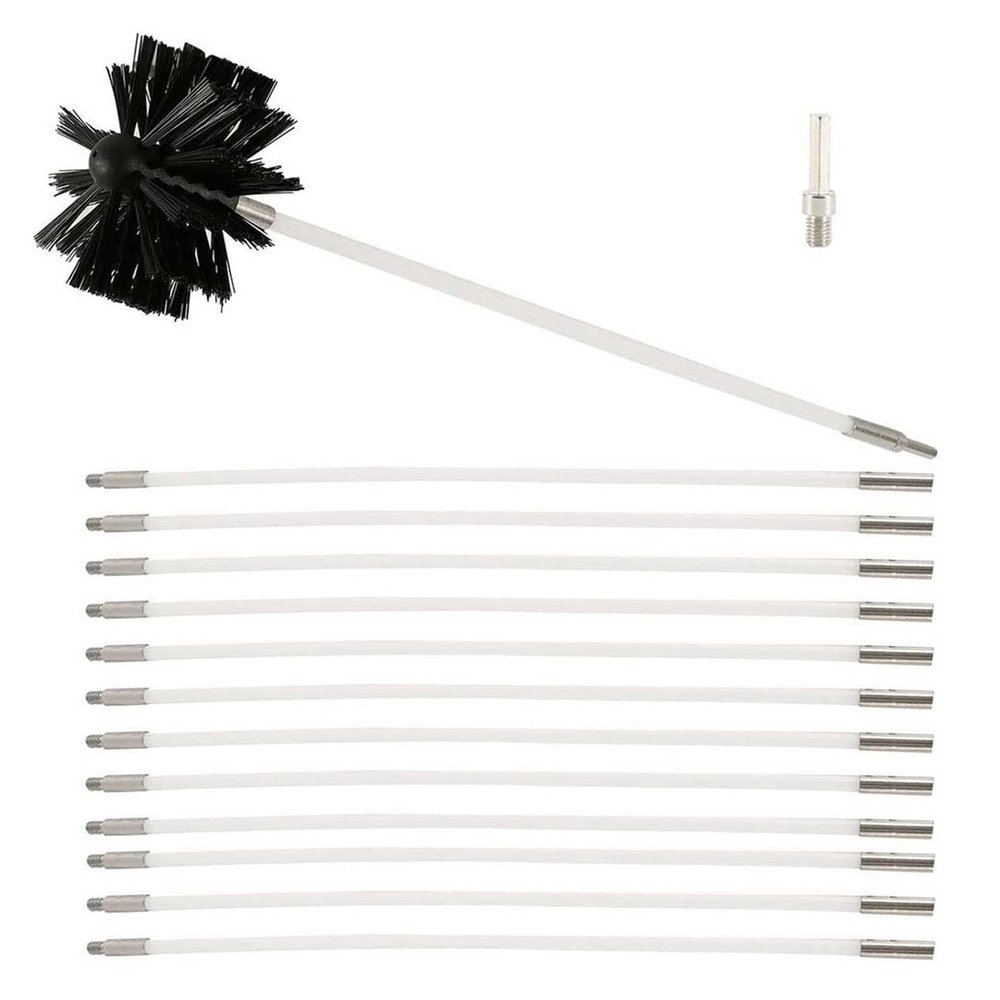 chimney sweep kit Chimney Cleaning Brush Kit, Flexible Chimney Sweep Set Flue Sweeping Brush And Rod Kit Soot Cleaning Rods (410/610 * 10Mm) (1 Brush + 6/9/12/15 Rods) ( Color : 12 Rods , Size : 410mm