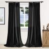 Fcosie Velvet Drapery Panels Pinch Pleat Drapes for Living Room, W 72 x L 102 Inches (1 Panel), Thermal Insulated Room Darkening Curtains for Bedroom, Noise Reducing Curtains for Window, Black view 1
