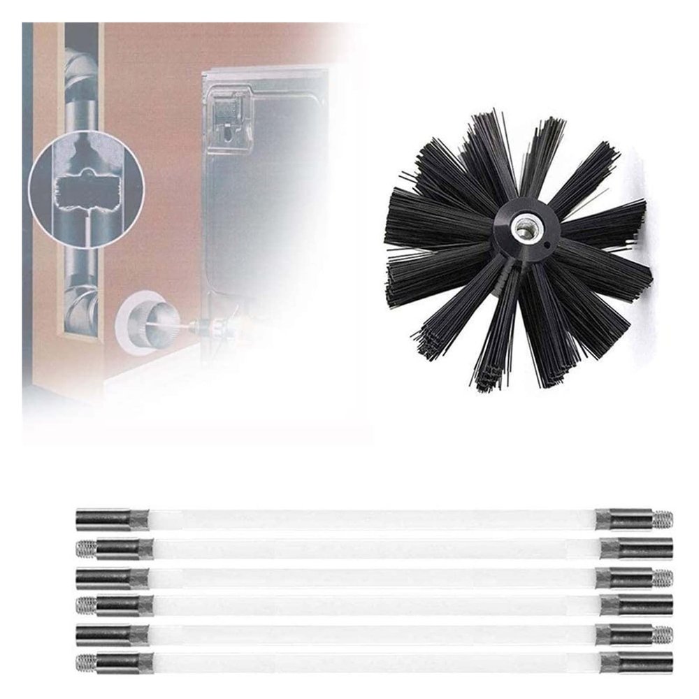 chimney sweep kit Chimney Cleaning Brush Kit, Dryer Vent Cleaning Kit, Sweep Sweeping Brush Drain Rod Set Accessory Includes 6/9/12/15 Flexible Rods, 1 Brush Head Chimney Sweep Kit ( Color : 6 Rods ,