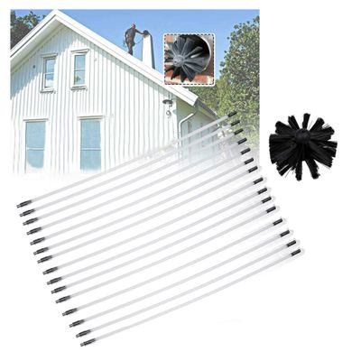 chimney sweep kit Chimney Cleaning Brush Kit, Chimney Sweeping Brush, Sweep Sweeping Brush Drain Rod Set Accessory Includes 6/9/12/15 Flexible Rods, 1 Brush Head Chimney Sweep Kit ( Color : 15 Rods ,