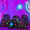 Funtery 32 Pcs Glow Party Drawstring Bags Glow Party Favors Neon Birthday Treat Bags for Teens Social Media Theme Gifts School Travel Supplies, 11.81 x 9.84 Inch view 2