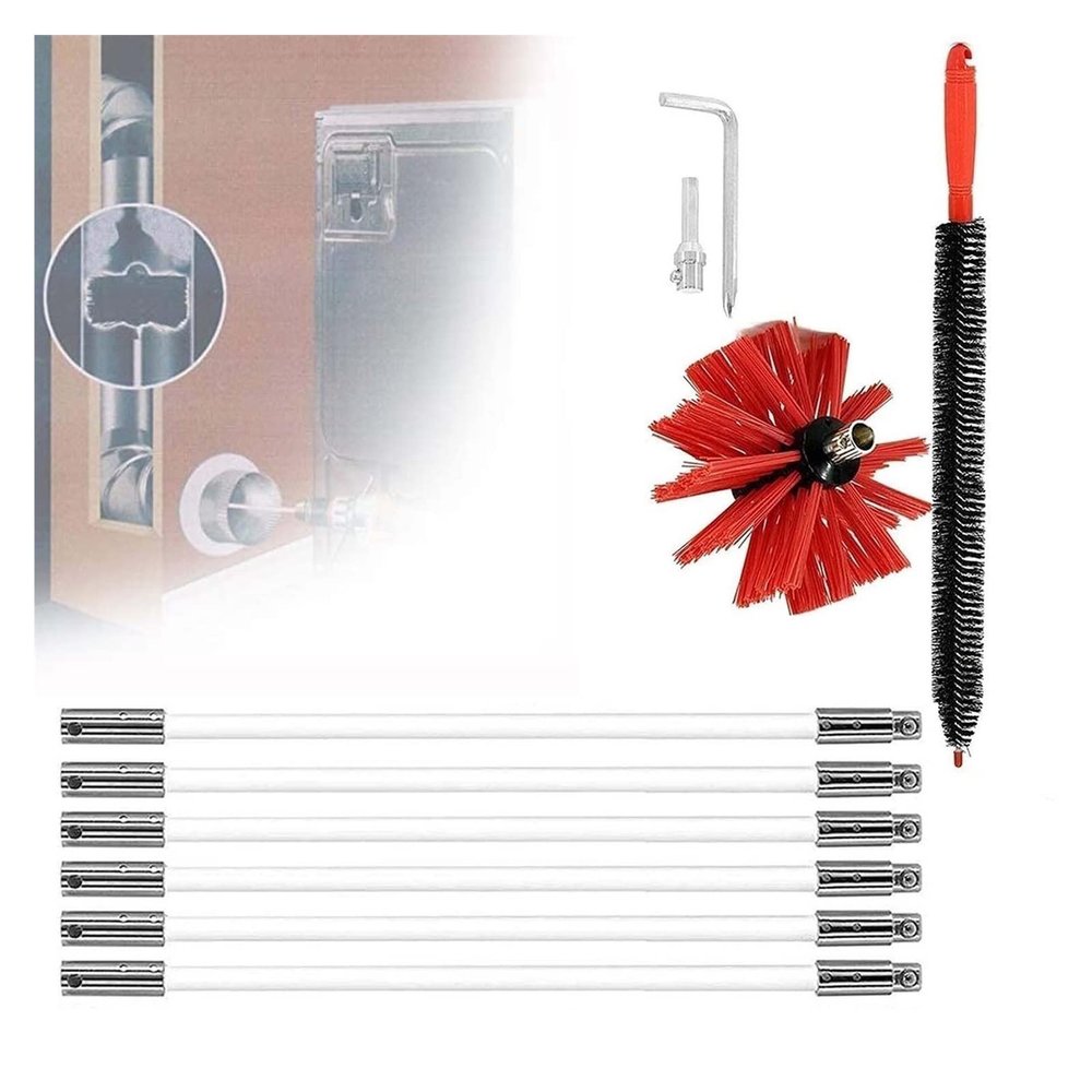 chimney sweep kit Chimney Sweep Kit 6/9/12/15 Rods Chimney Cleaning Brush Duct Vent Cleaning Set 1 Brush Head 1 Drill Connector For Cleaning Fireplace Flue Dryer Vent Sewage Pipe ( Color : 6 Rods , Si